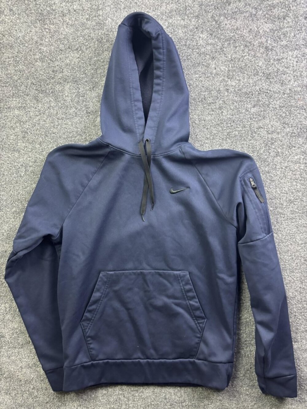 Nike Therma-FIT Hoodie Mens Small Blue Pullover Fleece Sweatshirt Swoosh Logo